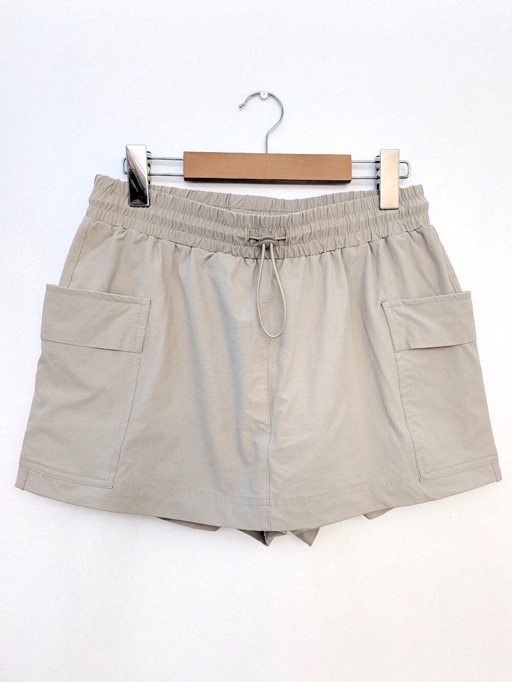 Beige Cargo High-Rise Mini Skort